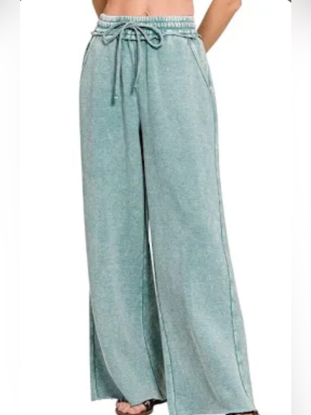 Zenana Outfitters Ash Blue Wide-Leg Pants NWOT
